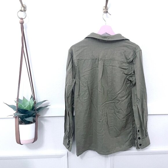 ESNTLS Tan Button Front Double Pocket Relaxed Fit Shirt Size M - Picture 4 of 4